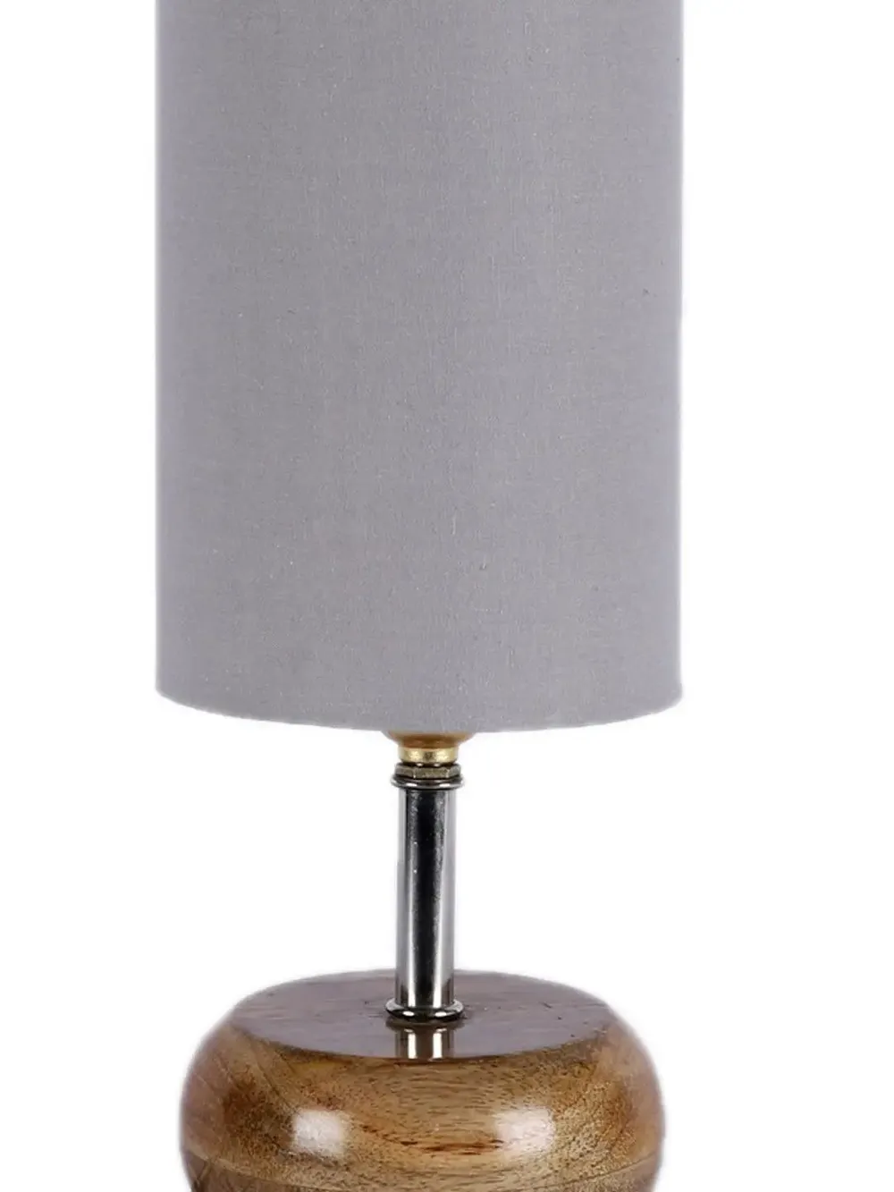 Wooden table lamp with Grey Cotton Shade Single Piece