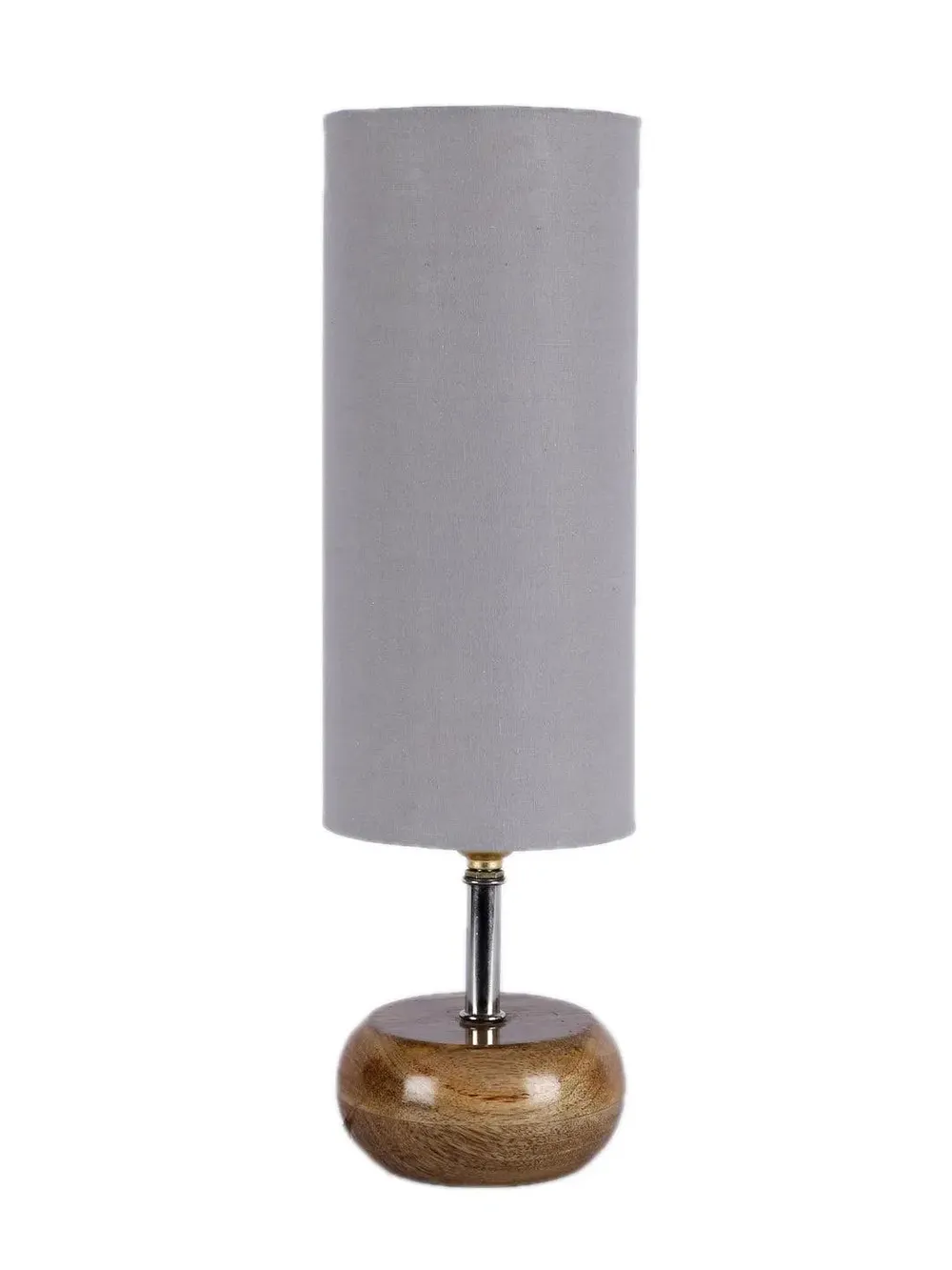 Wooden table lamp with Grey Cotton Shade Single Piece