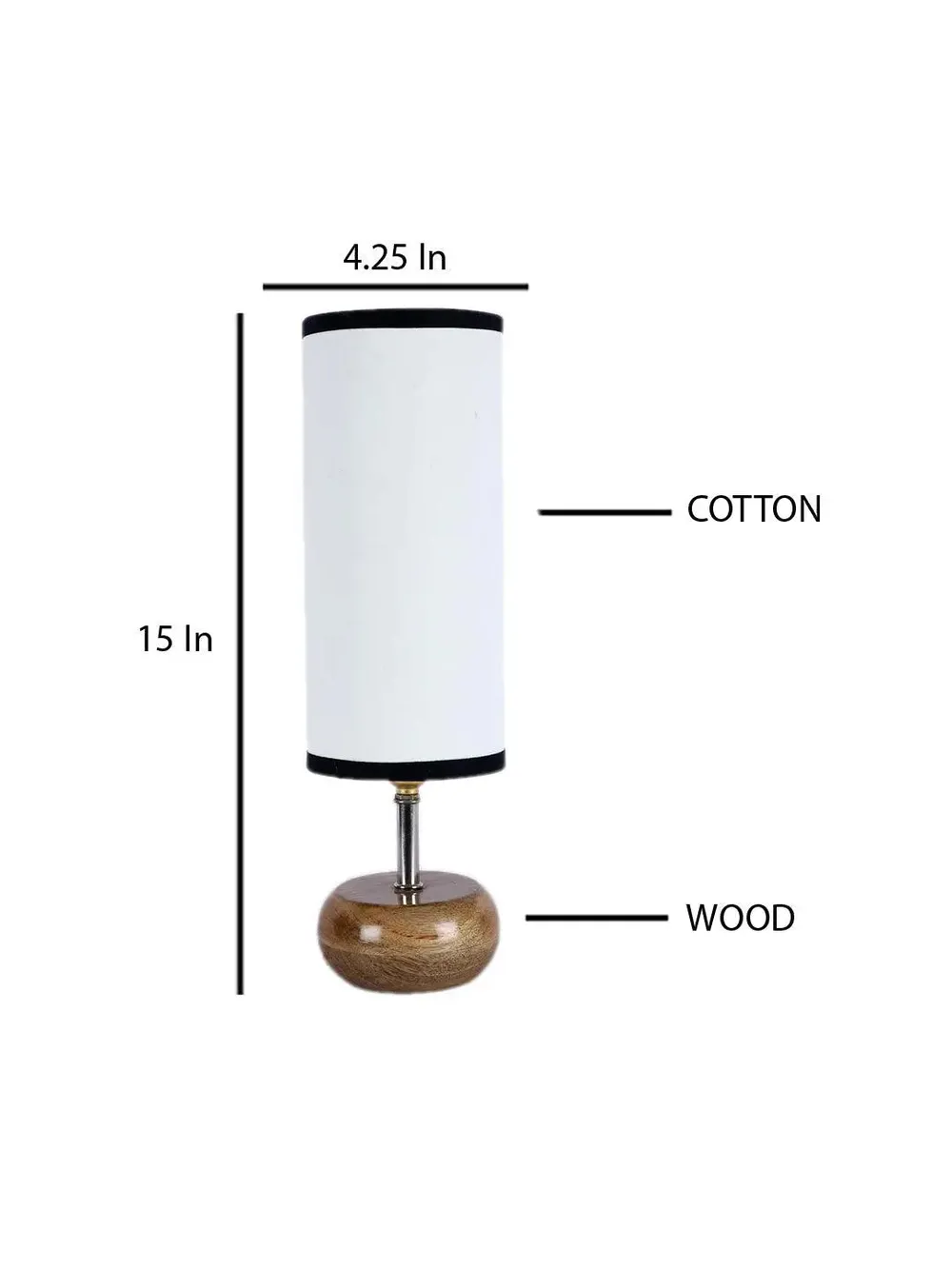 Wooden table lamp with Multicolor Cotton Shade