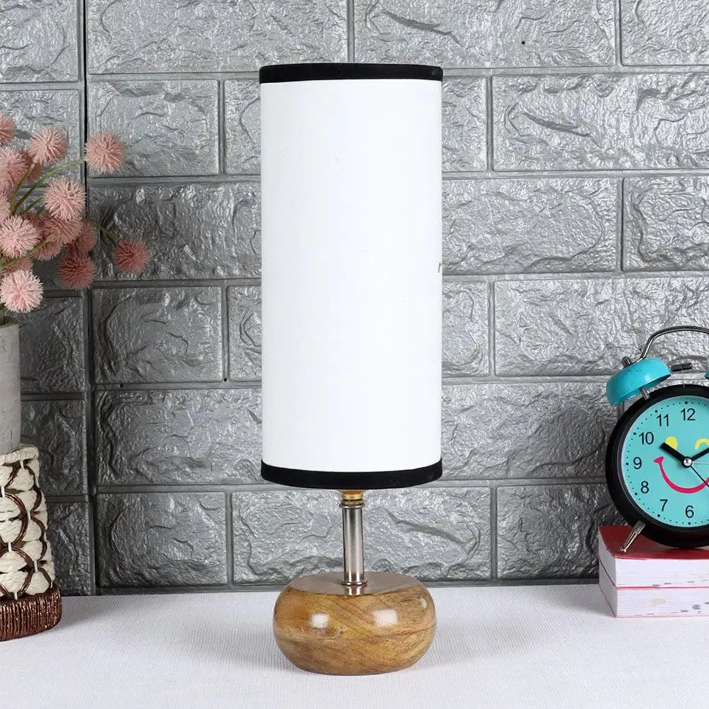 Wooden table lamp with Multicolor Cotton Shade