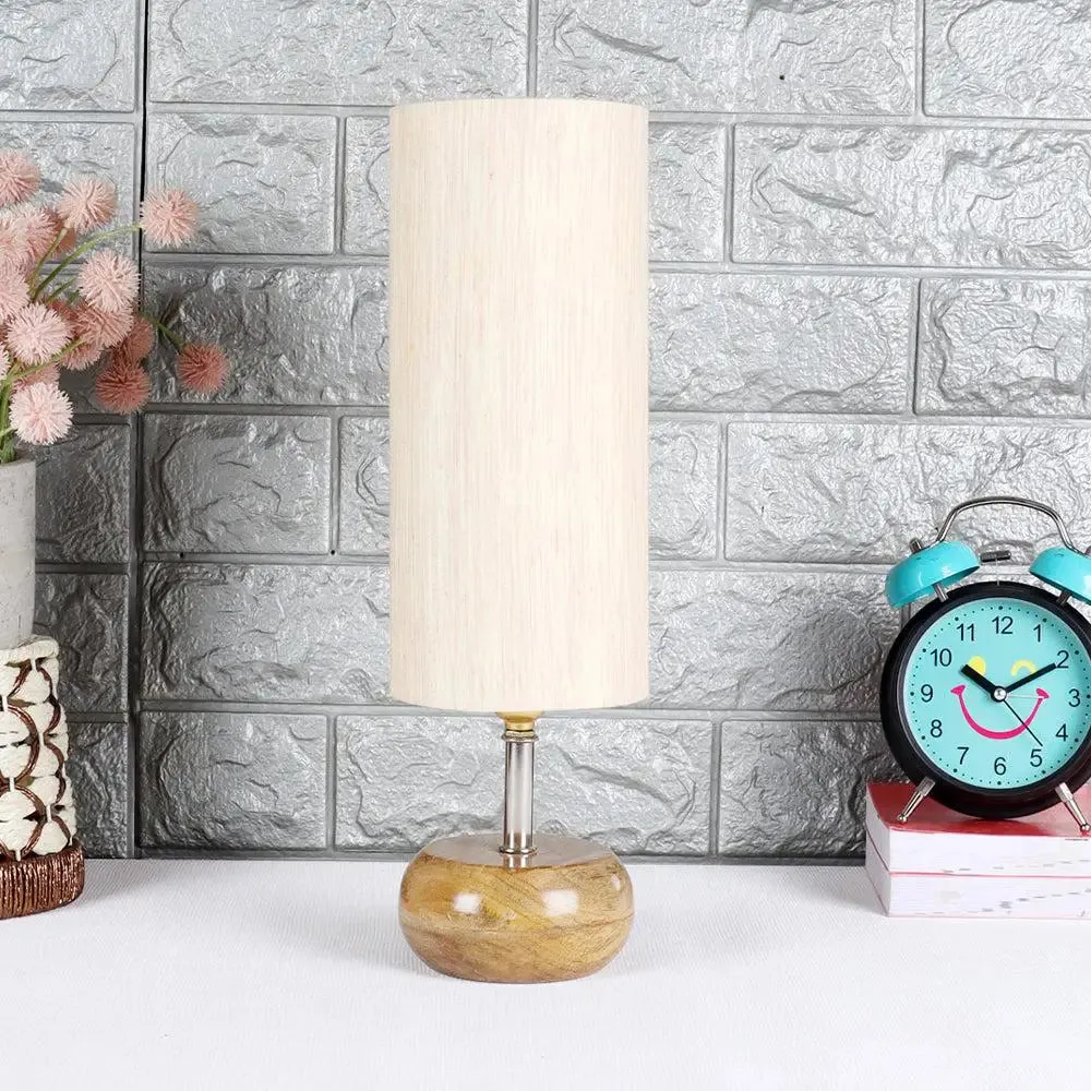 Wooden table lamp with Off-White Cotton Shade