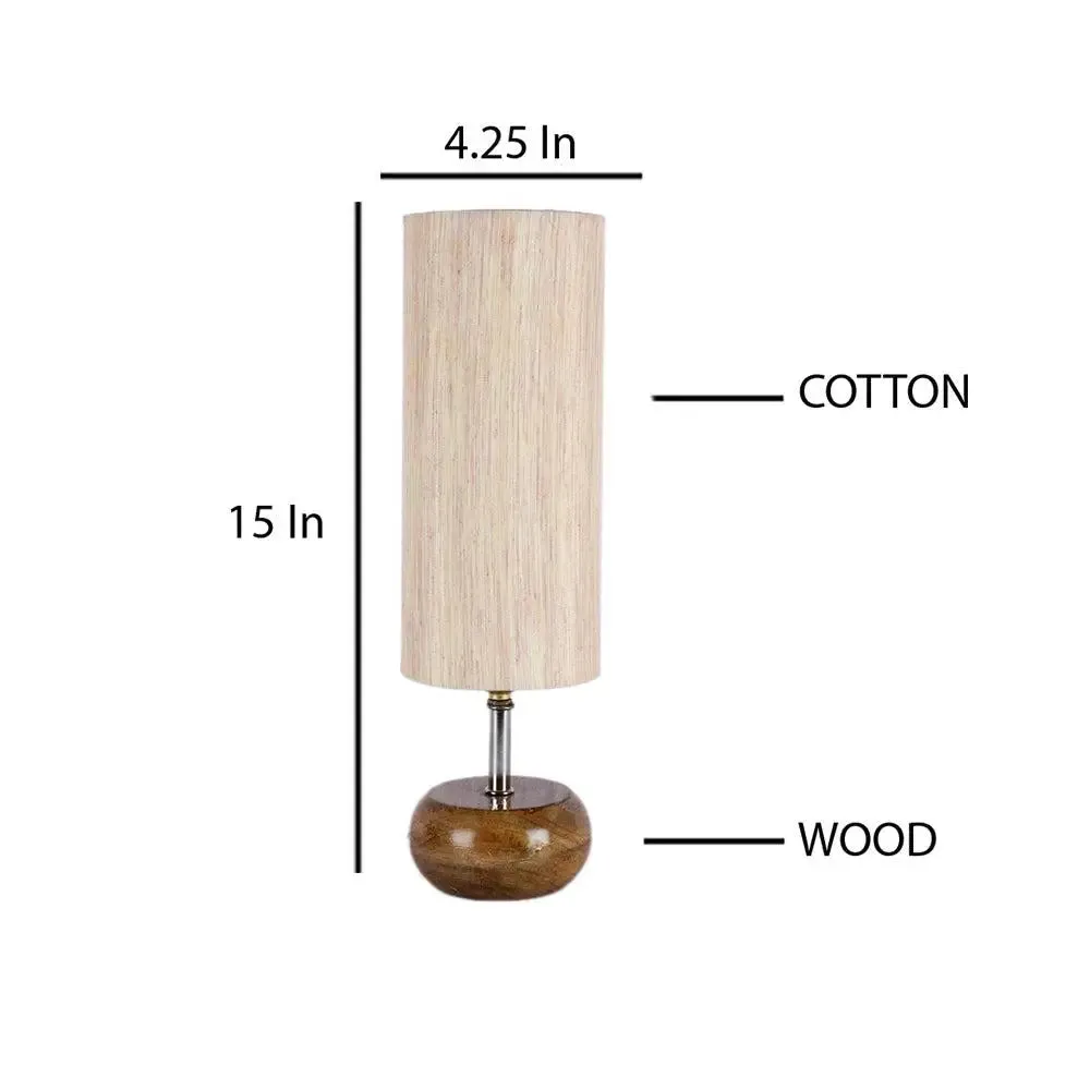 Wooden table lamp with Off-White Cotton Shade