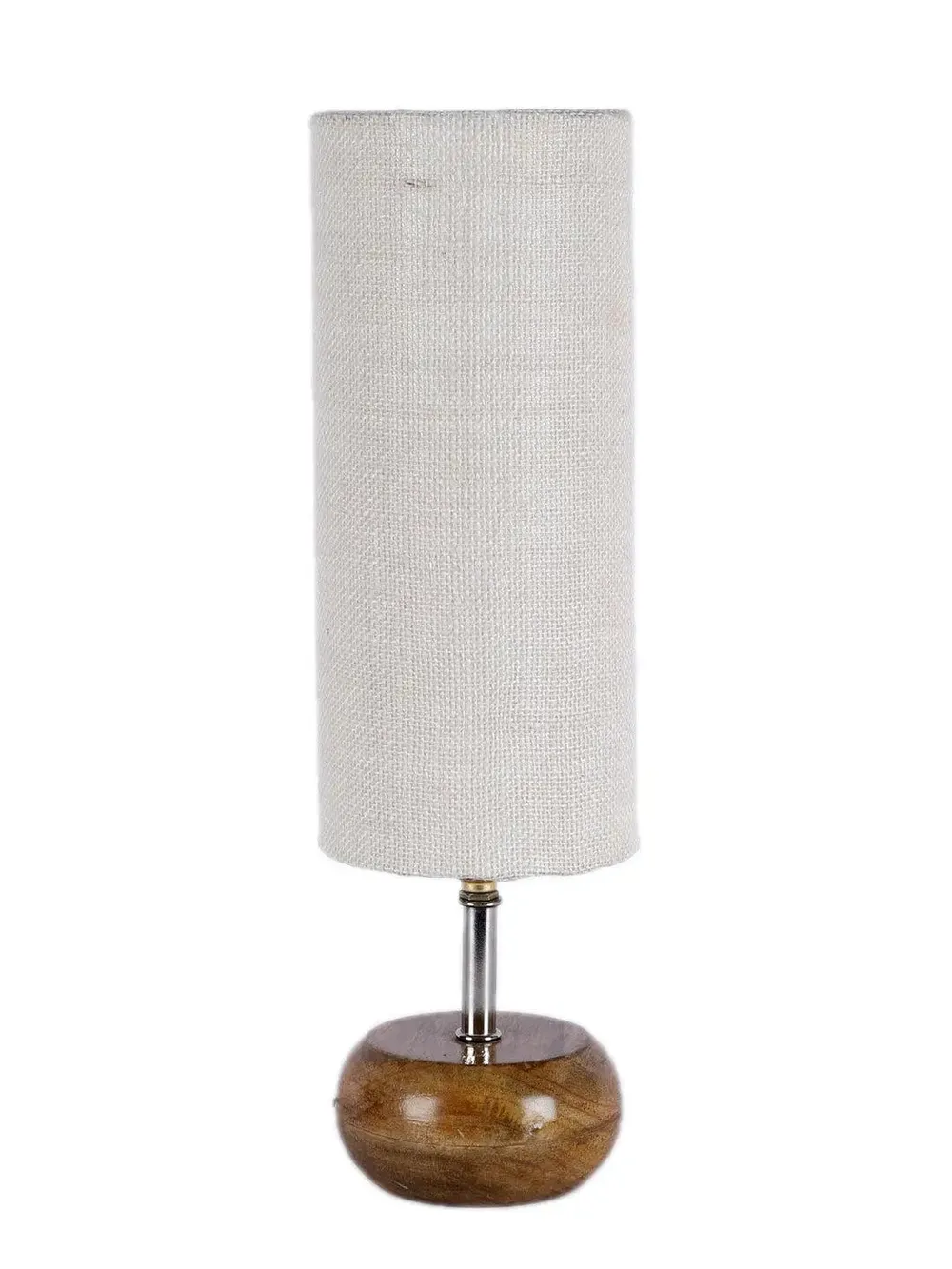 Wooden table lamp with White Jute Shade