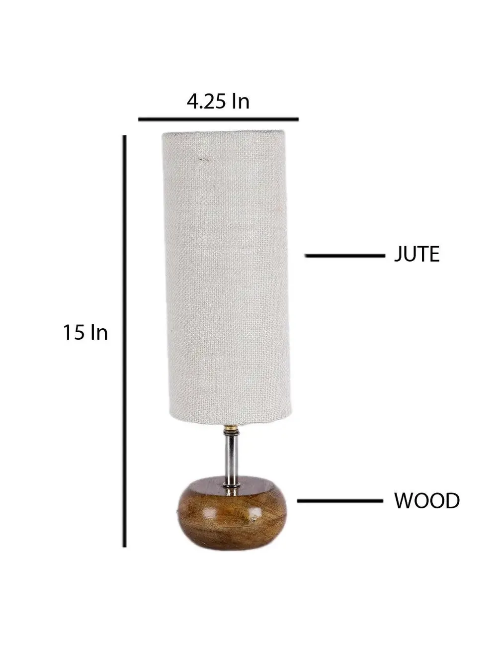 Wooden table lamp with White Jute Shade