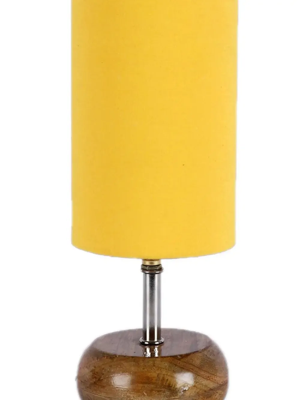 Wooden table lamp with Yellow Cotton Shade