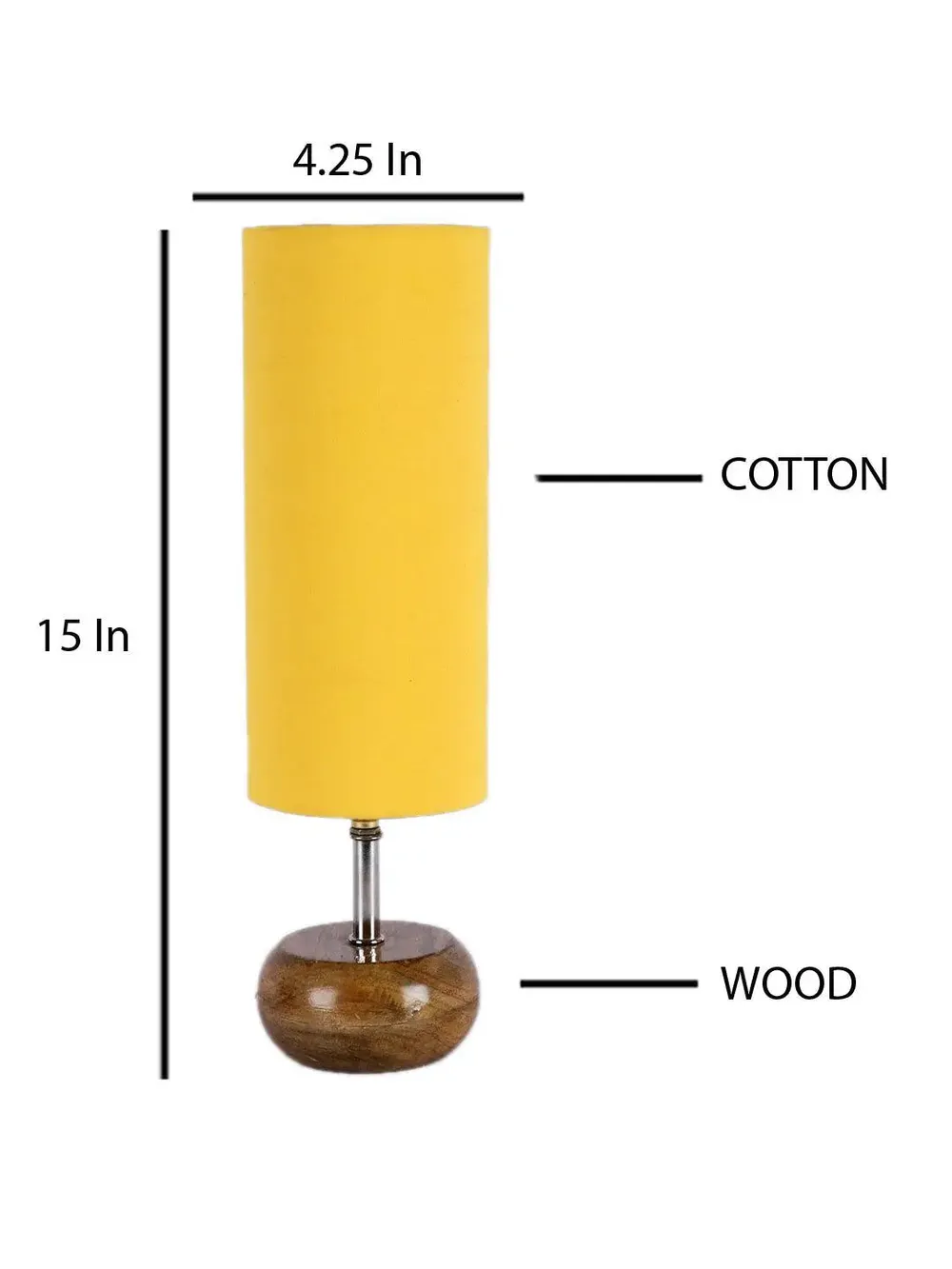 Wooden table lamp with Yellow Cotton Shade