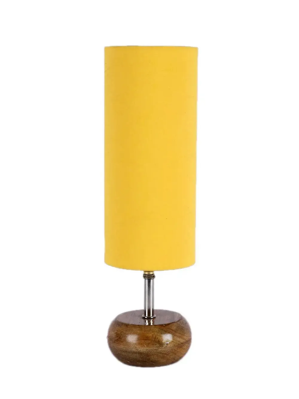Wooden table lamp with Yellow Cotton Shade