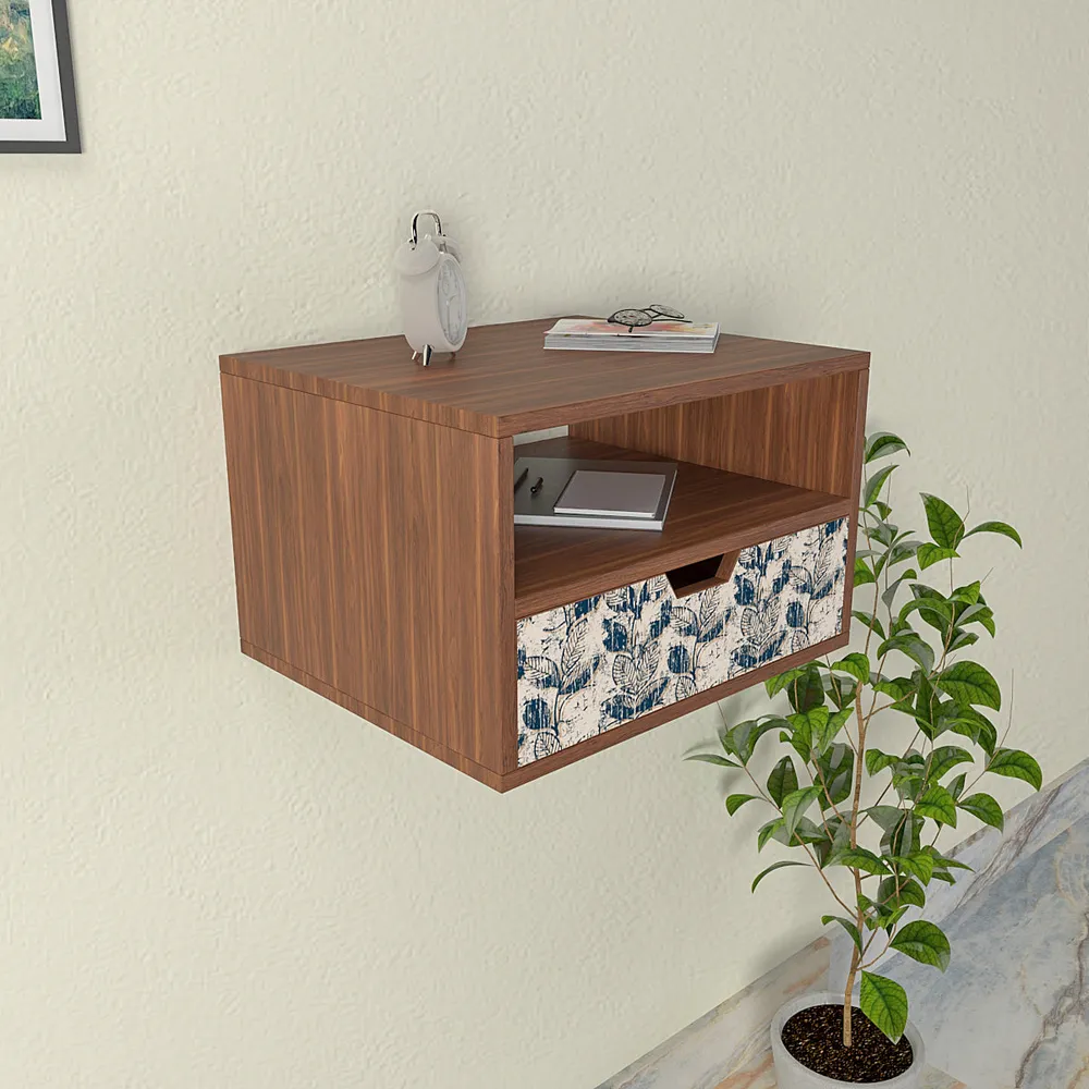 Wooden Wall Mounted Cabinet In Blue Grunge Pattern