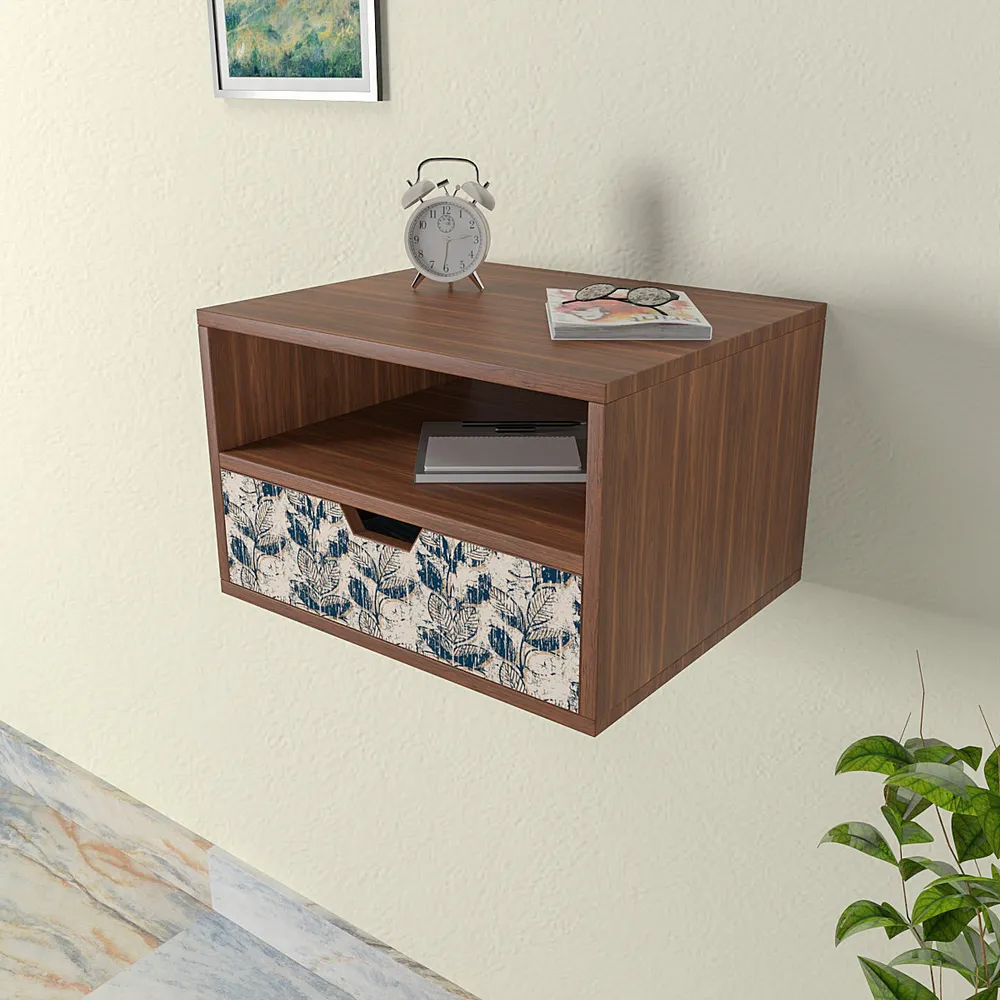 Wooden Wall Mounted Cabinet In Blue Grunge Pattern
