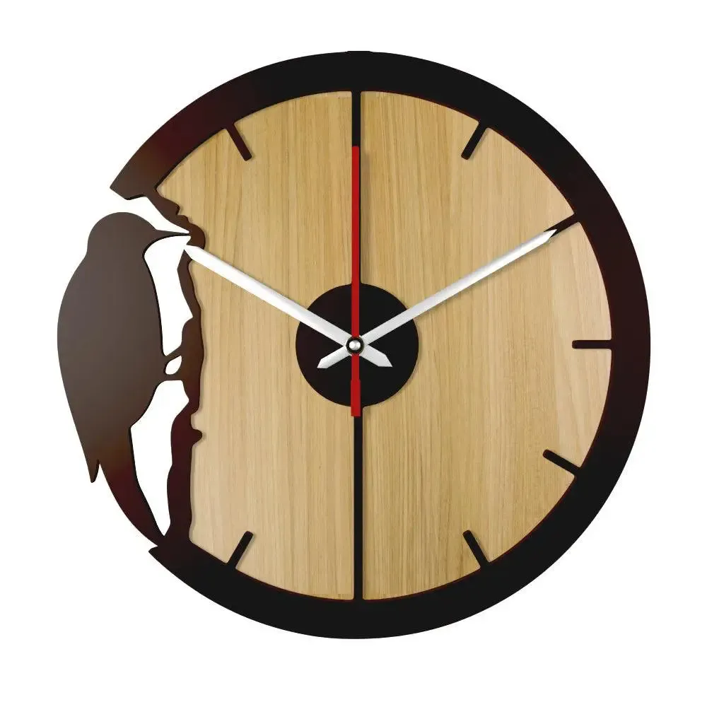 Woodpecker Designer Dual Layer Wooden Wall Clock