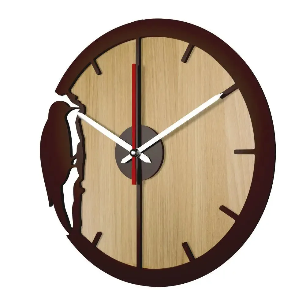 Woodpecker Designer Dual Layer Wooden Wall Clock