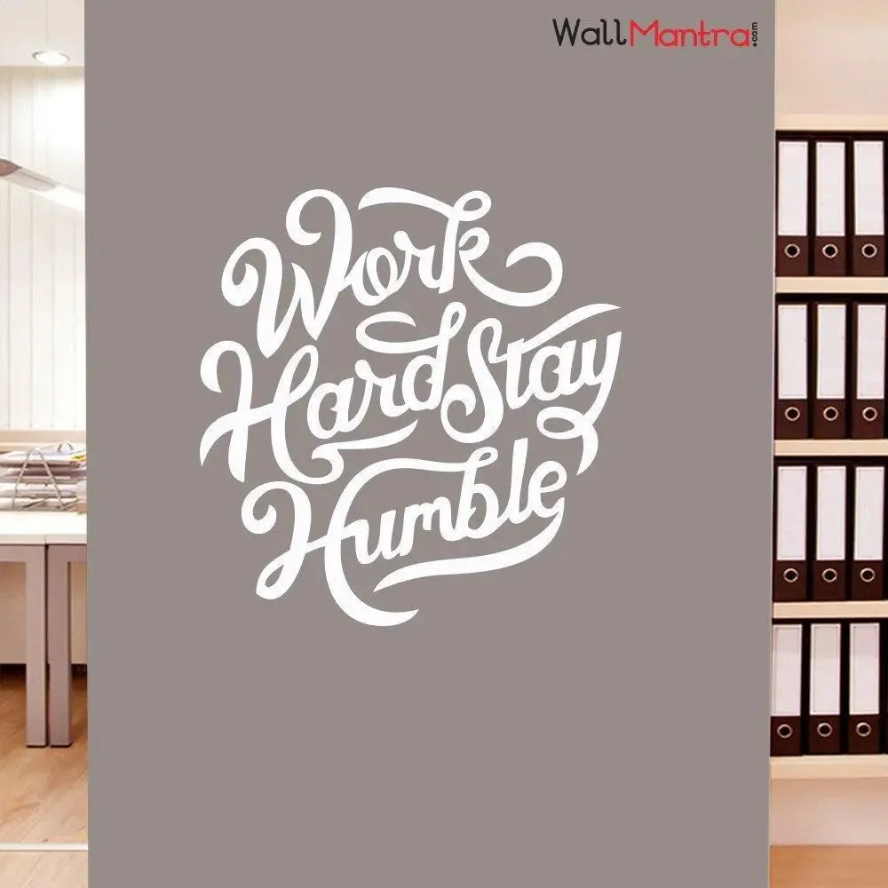 Work Hard Quote Wall Sticker for Office Decor White Color