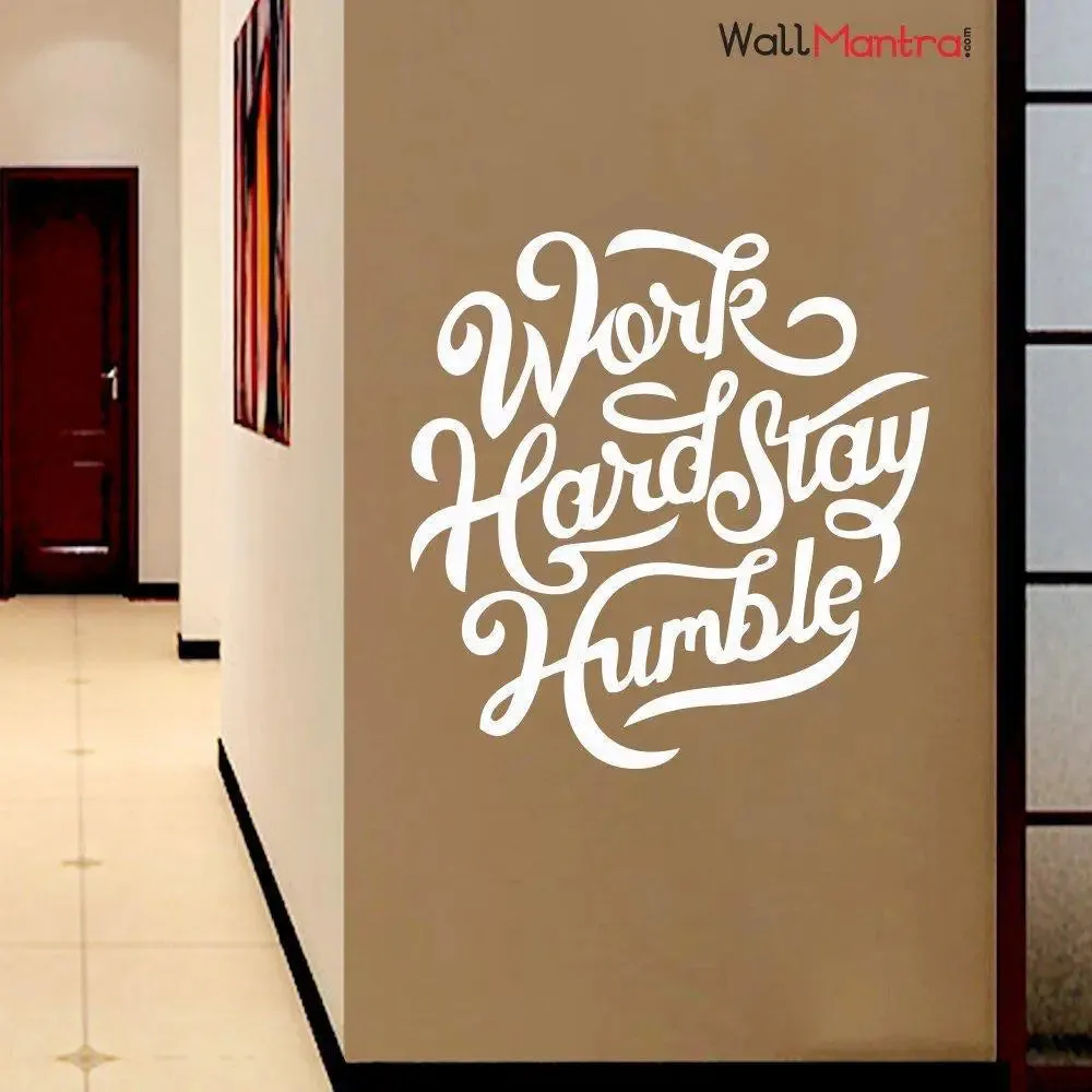 Work Hard Quote Wall Sticker for Office Decor White Color