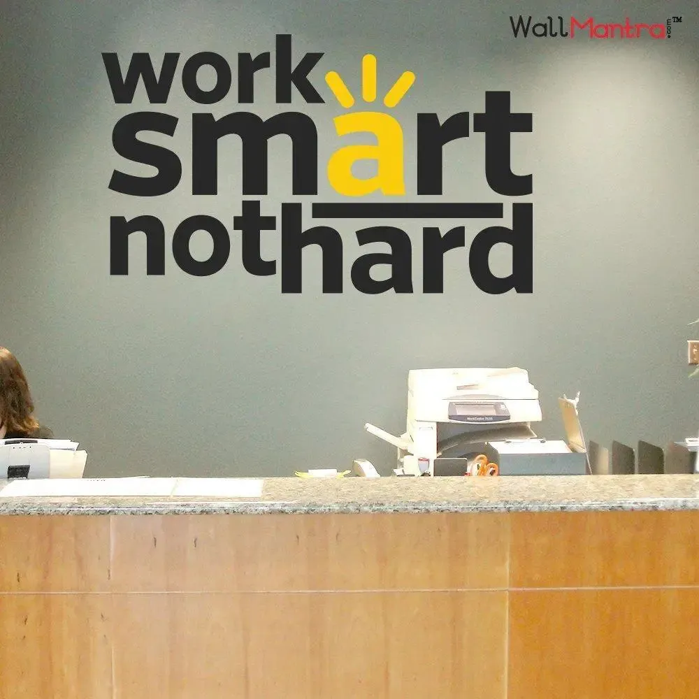Work Smart Quote Wall Sticker/Self Adhesive Vinyl Wall Decal / (112 x 73 cm)