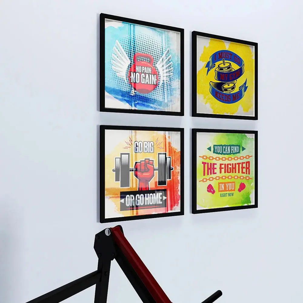Workout Gym Quotes   Set of 4 frames with Break Resistant Clear Acrylic Glass & High Definition Print