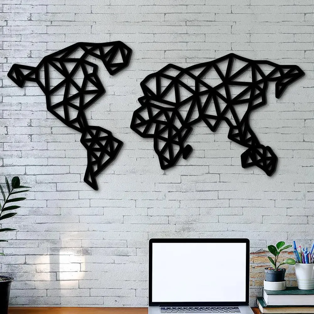 World Map in Black color Design Wooden Wall Hanging Medium(12 inch X 24 inch)