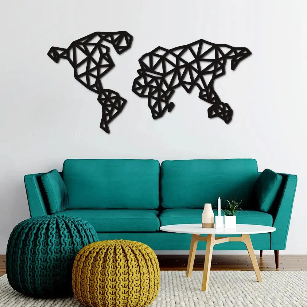 World Map in Black color Design Wooden Wall Hanging Medium(12 inch X 24 inch)