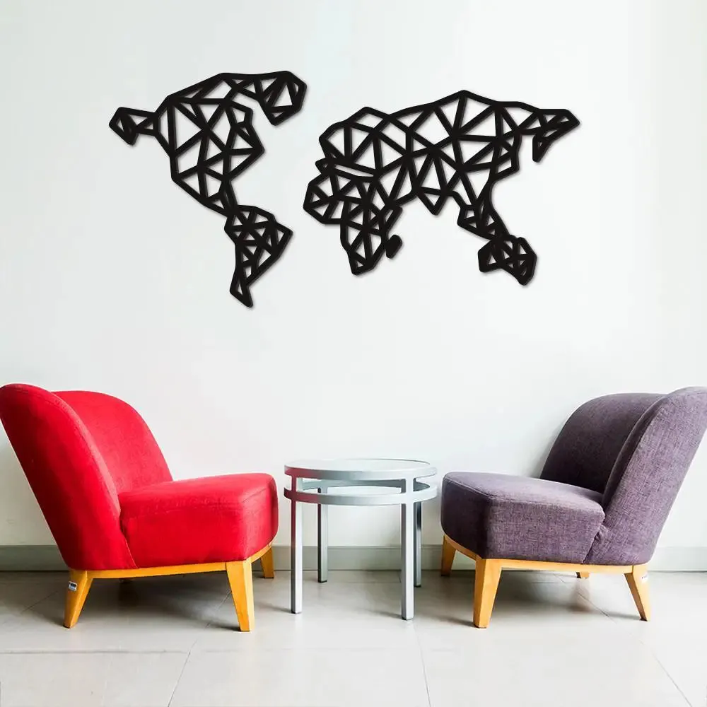 World Map in Black color Design Wooden Wall Hanging Medium(12 inch X 24 inch)