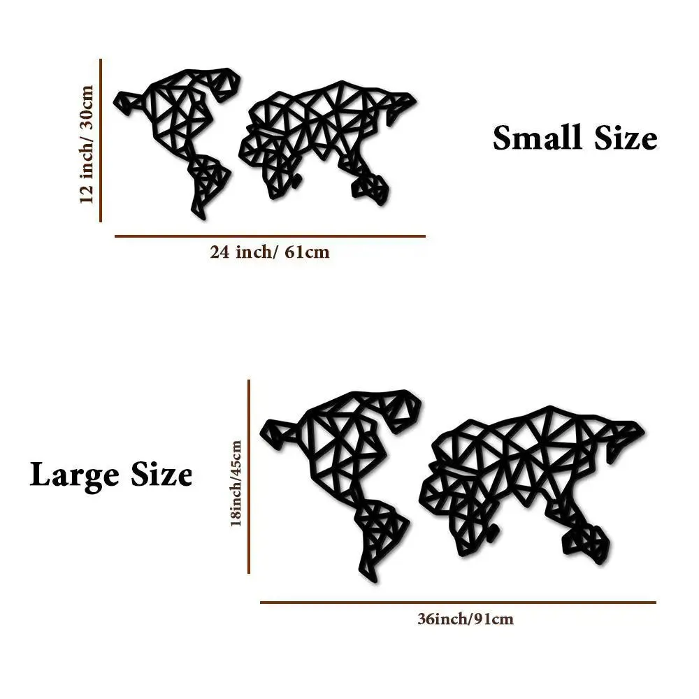 World Map in Black color Design Wooden Wall Hanging Medium(12 inch X 24 inch)