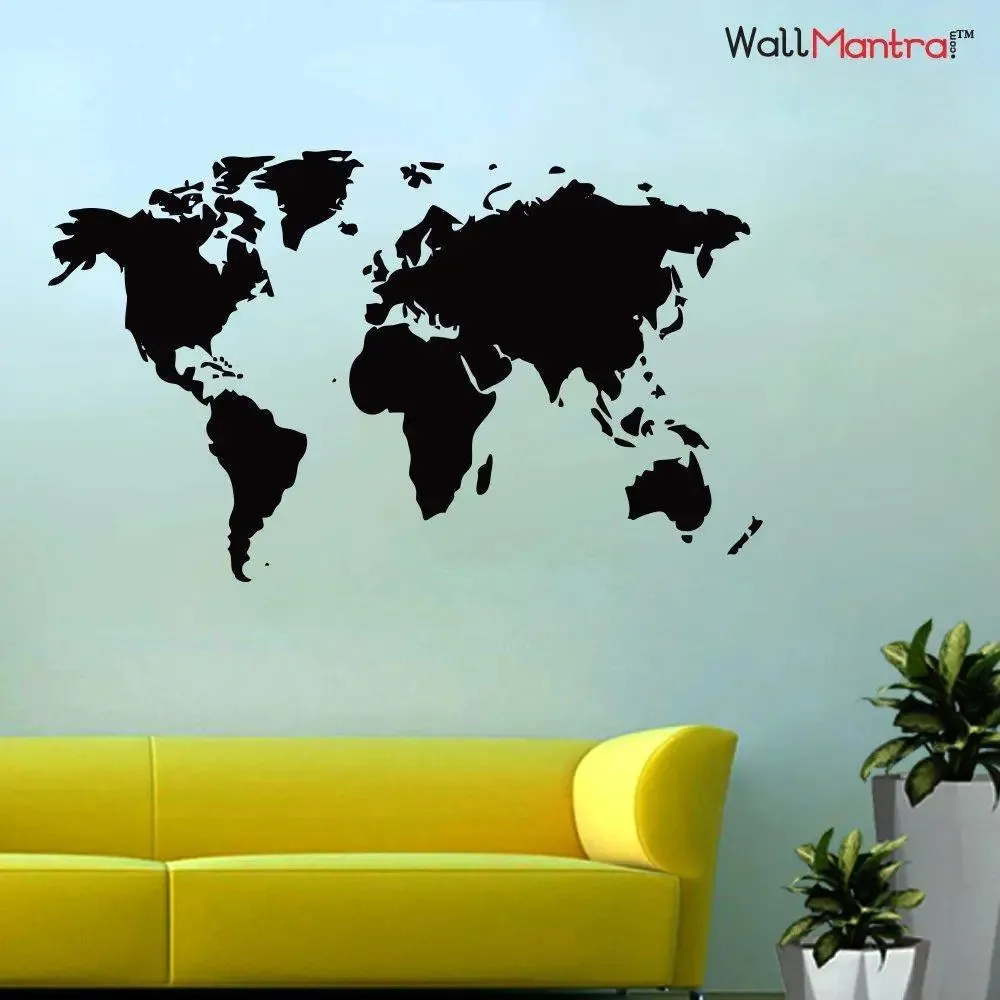 World Map Wall Sticker For Office/Self Adhesive Vinyl Wall Decal/(122 X 74 Cm)