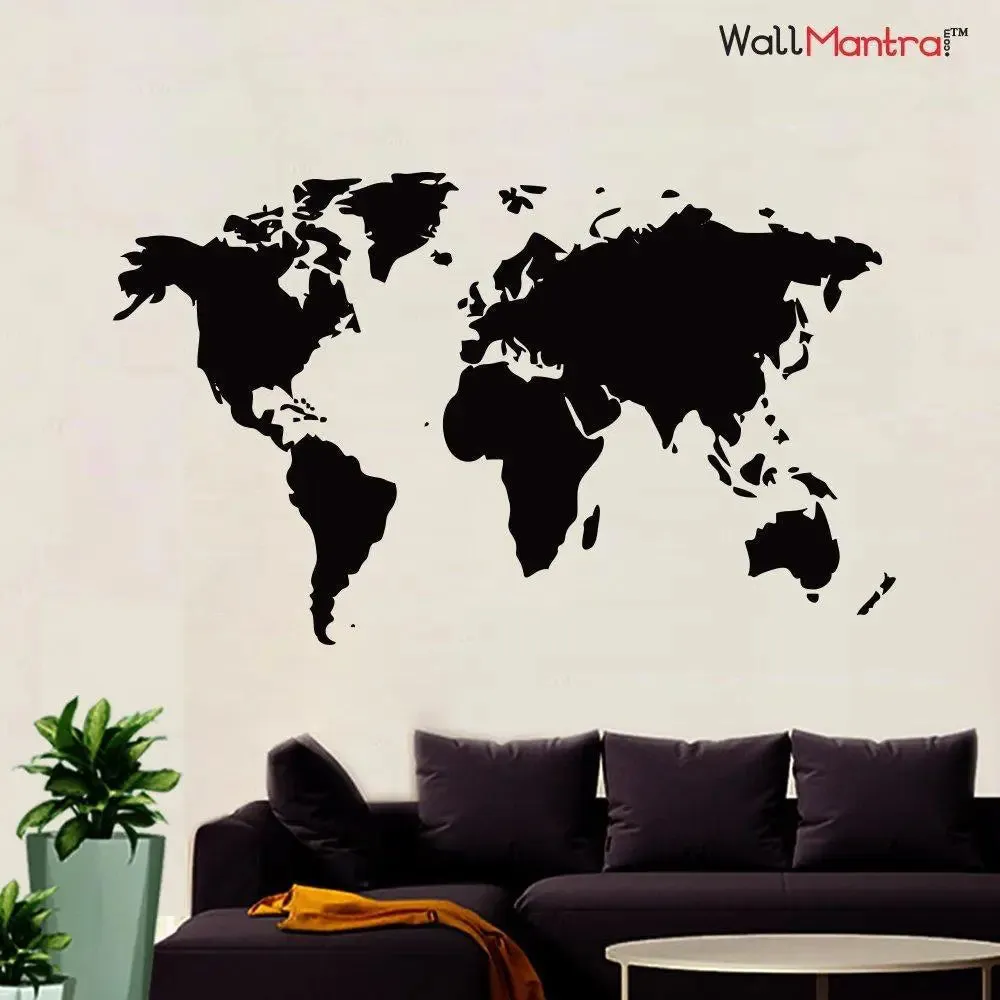 World Map Wall Sticker For Office/Self Adhesive Vinyl Wall Decal/(122 X 74 Cm)