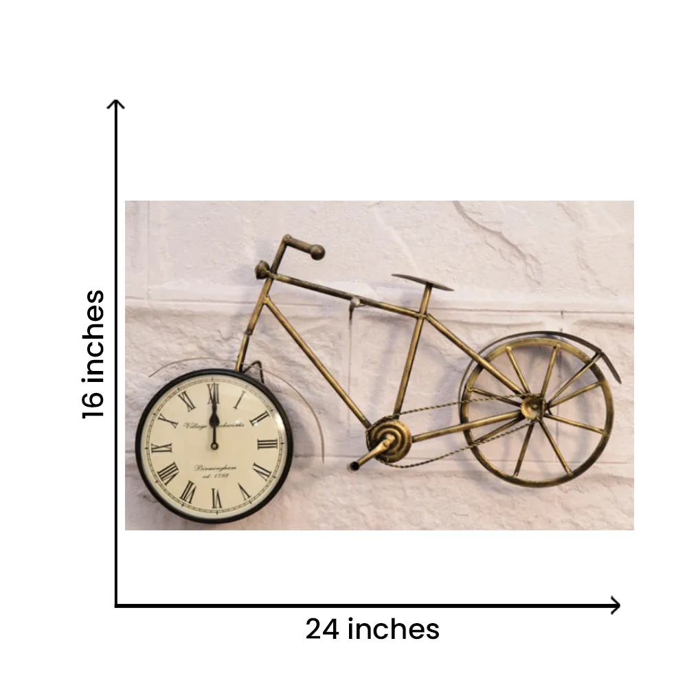 Wrought Iron Cycle Wall Clock in Bronze Finish