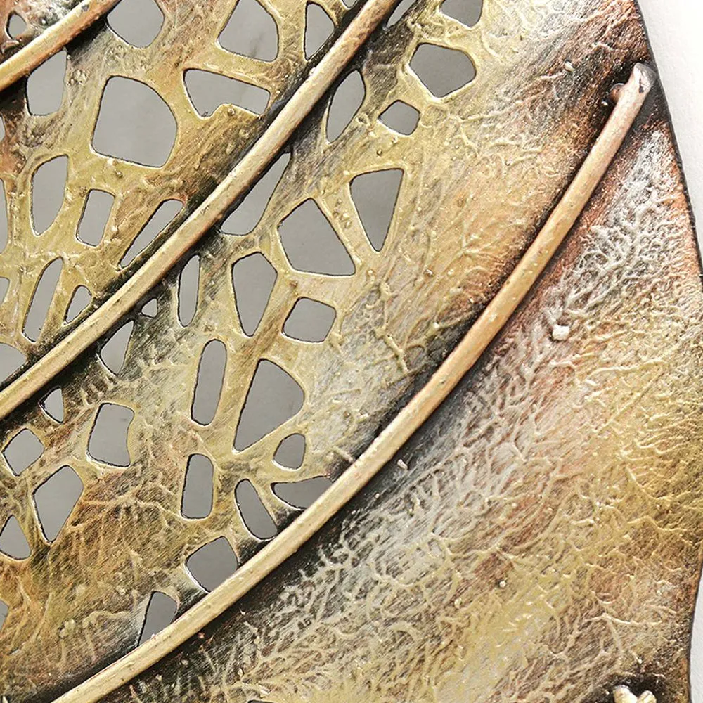 Wrought Iron Leaf Inspired Wall Art Piece in Bronze Finish