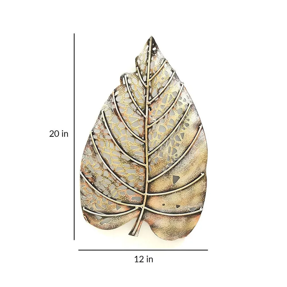 Wrought Iron Leaf Inspired Wall Art Piece in Bronze Finish