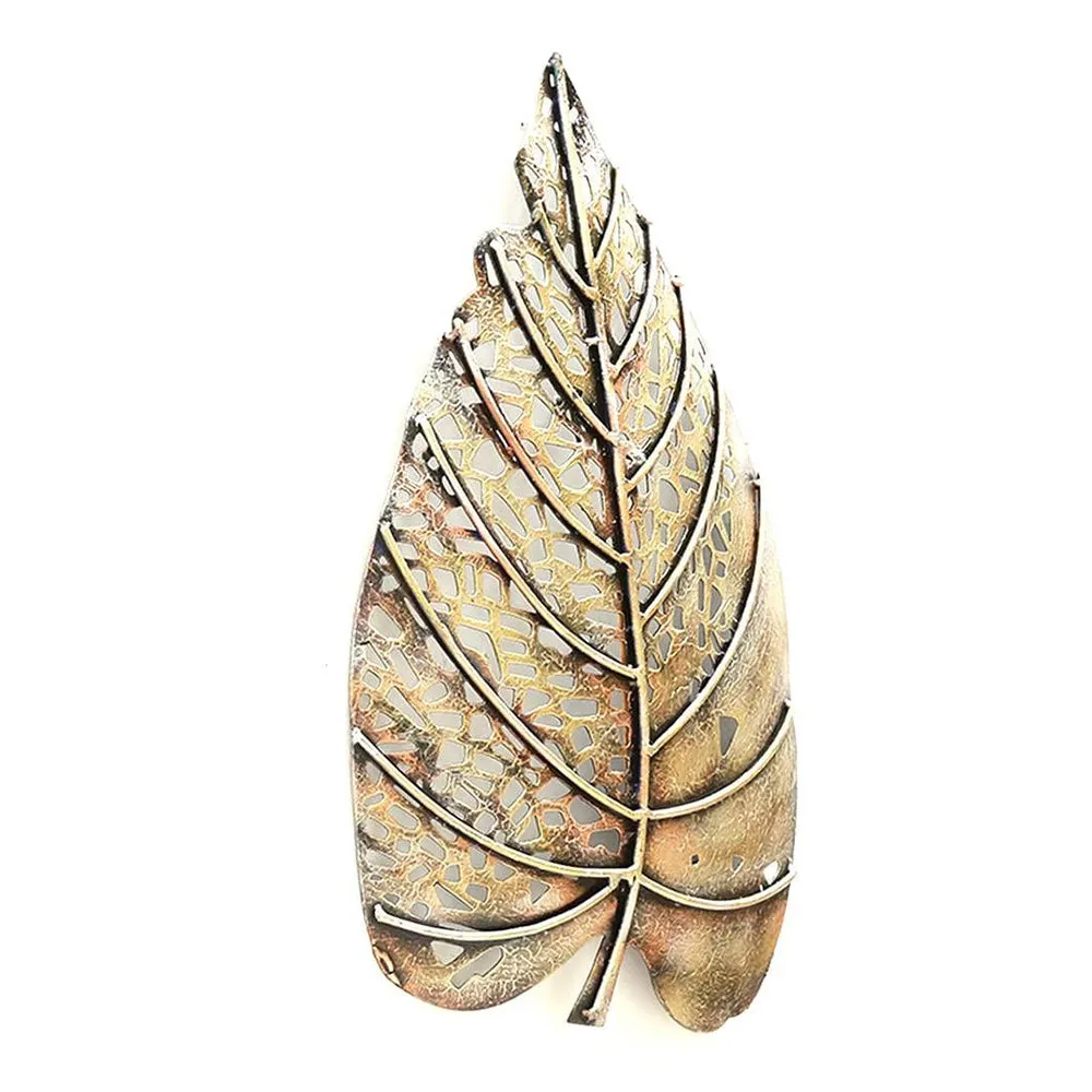 Wrought Iron Leaf Inspired Wall Art Piece in Bronze Finish