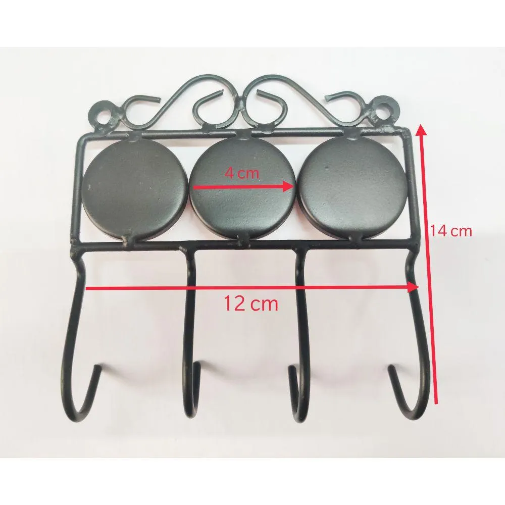 Wrought Iron Multi-Design Ceramic Wall Hook, White  - Set of 2