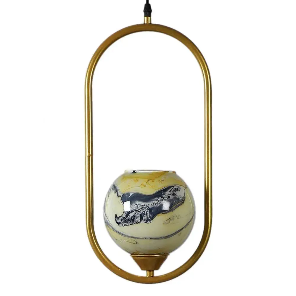 Yellow &amp; Blue Splashed Globe Capsule Hanging Light Single Piece