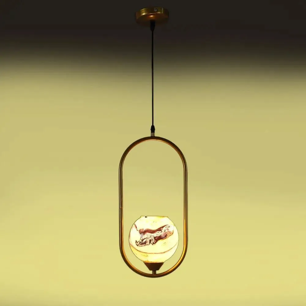 Yellow &amp; Blue Splashed Globe Capsule Hanging Light Single Piece