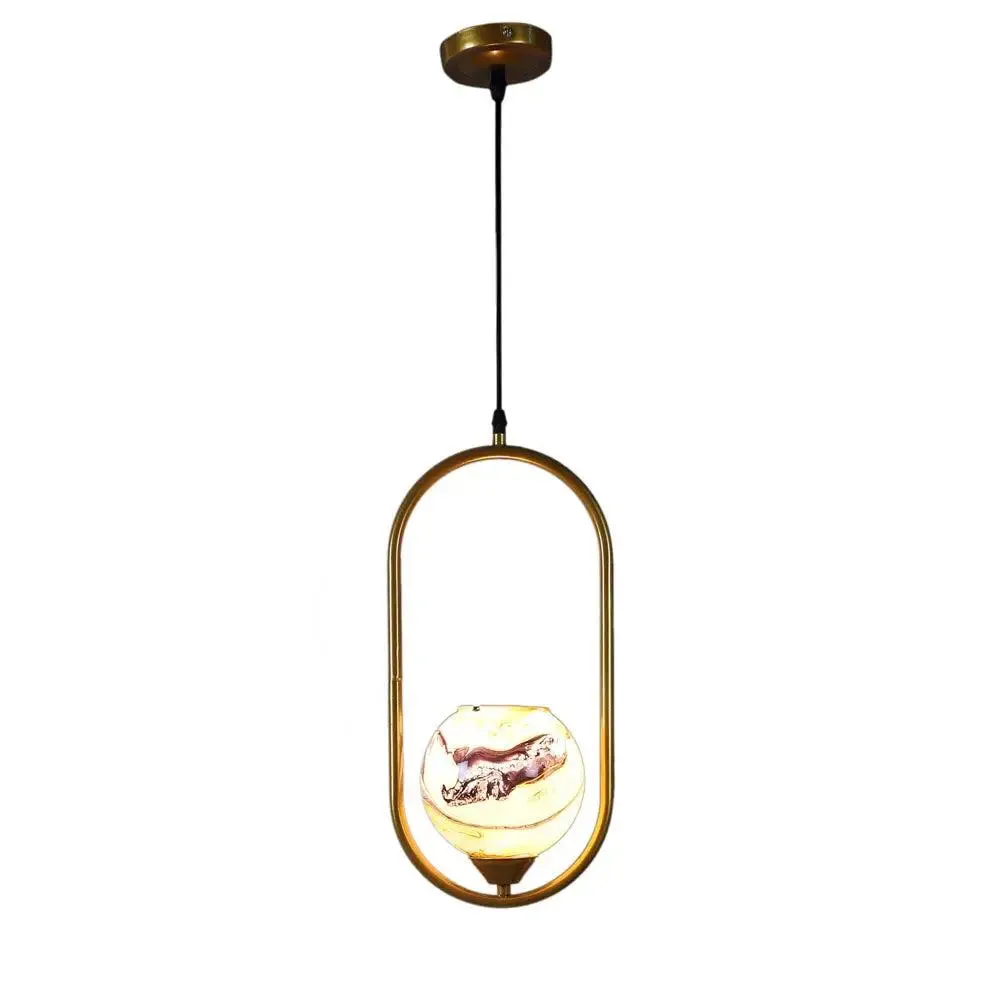 Yellow &amp; Blue Splashed Globe Capsule Hanging Light Single Piece