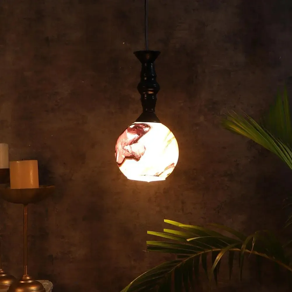 Yellow &amp; Grey Splashed Single Globe Ceiling Light