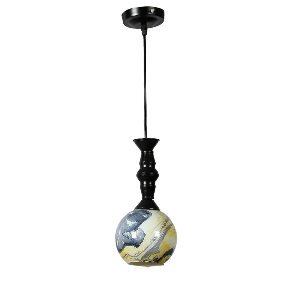 Yellow &amp; Grey Splashed Single Globe Ceiling Light