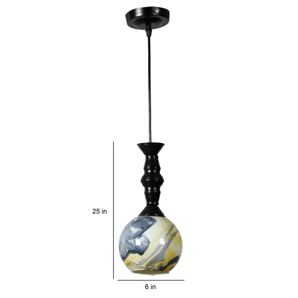 Yellow &amp; Grey Splashed Single Globe Ceiling Light