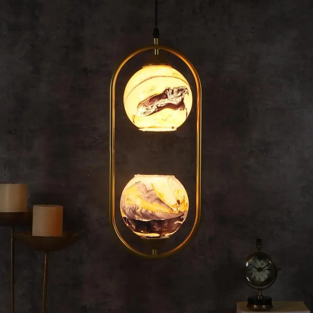Yellow &amp; Purple Dual Globe Capsule Ceiling Light
