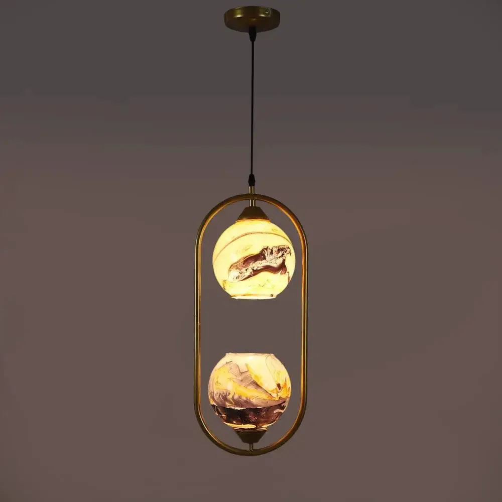Yellow &amp; Purple Dual Globe Capsule Ceiling Light
