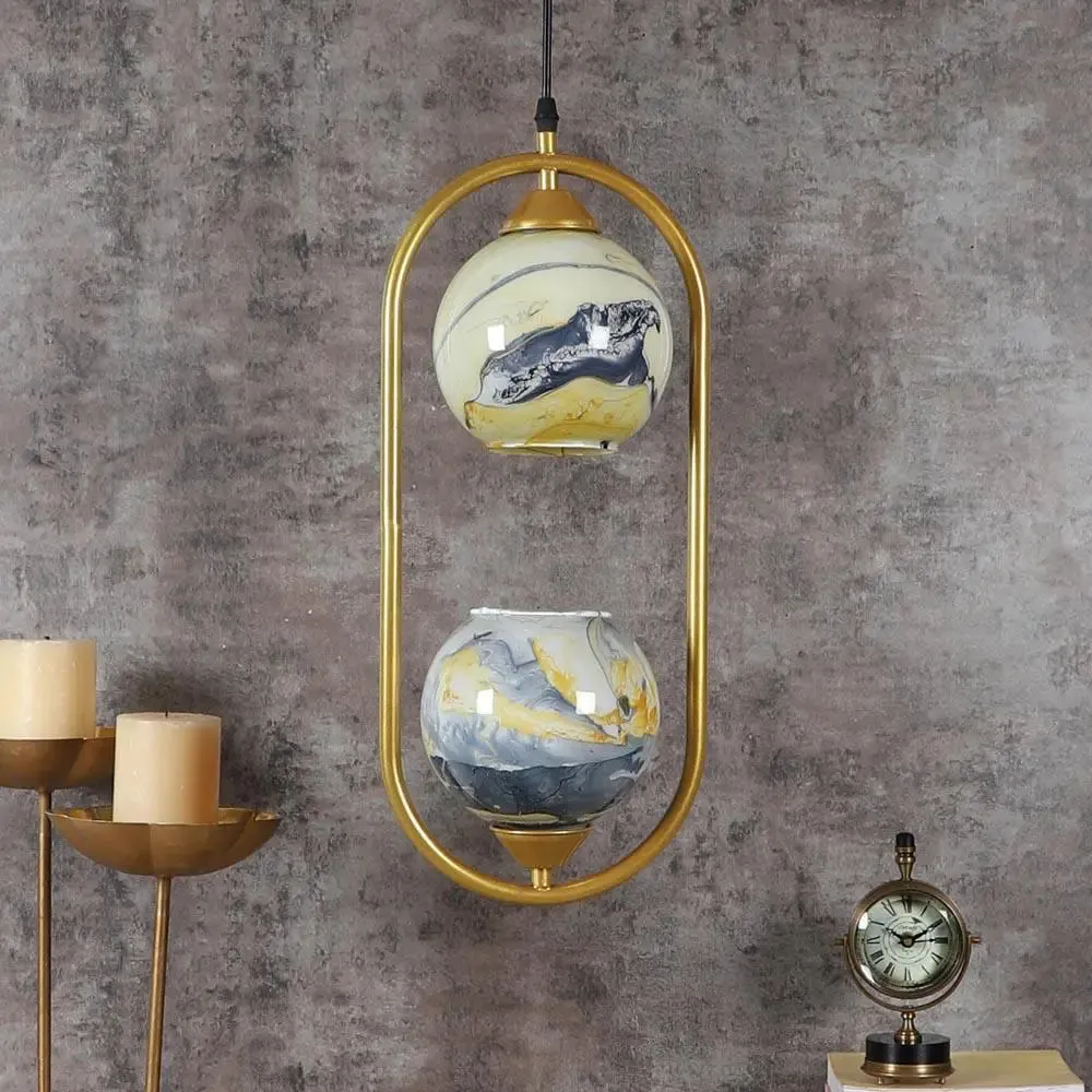 Yellow &amp; Purple Dual Globe Capsule Ceiling Light