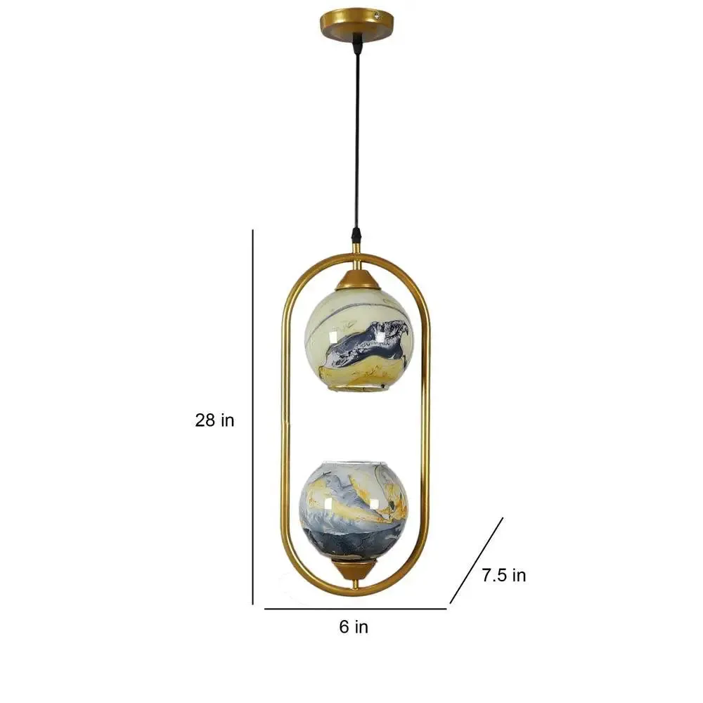 Yellow &amp; Purple Dual Globe Capsule Ceiling Light