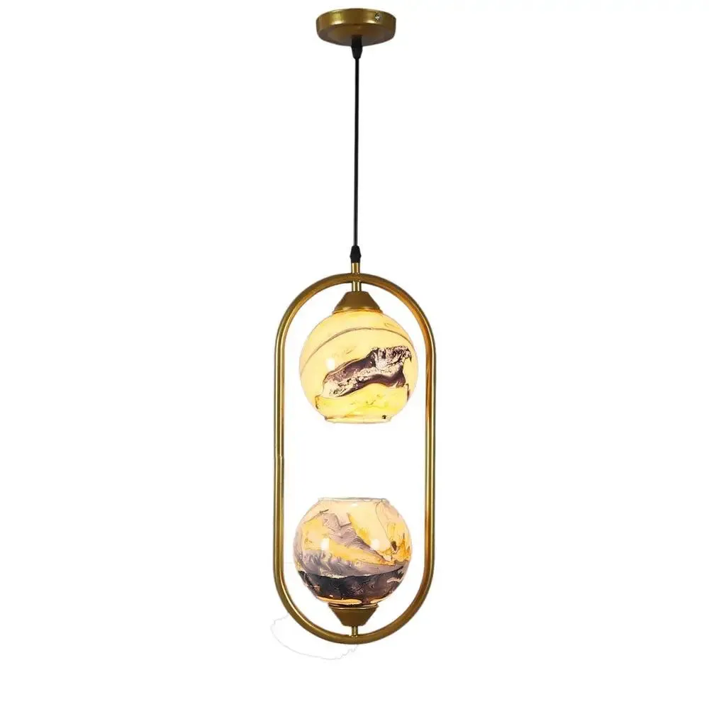 Yellow &amp; Purple Dual Globe Capsule Ceiling Light