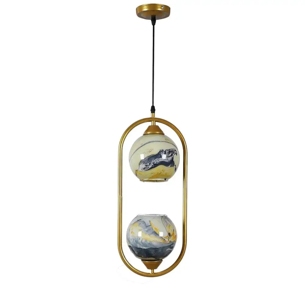 Yellow &amp; Purple Dual Globe Capsule Ceiling Light