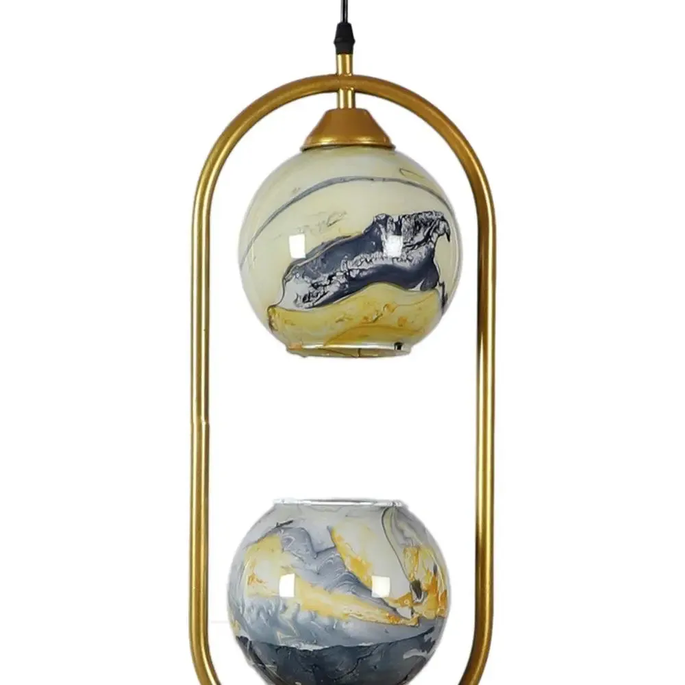 Yellow &amp; Purple Dual Globe Capsule Ceiling Light