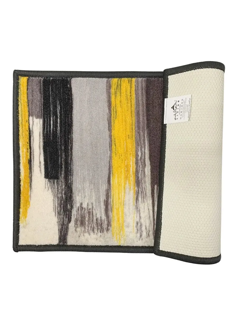 Yellow & Black Splash Modern Printed Premium Doormat (14 X 22 )Inches