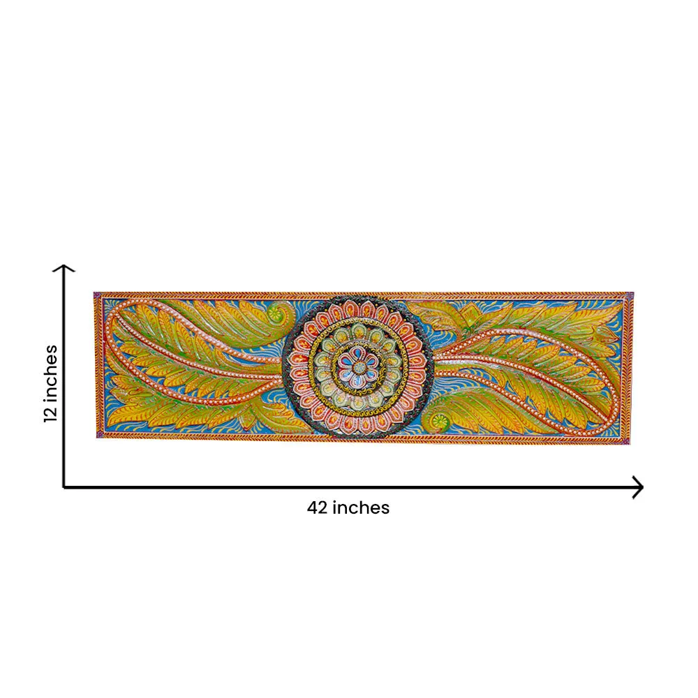 Yellow & Blue Traditional Designer Rectangular Painted Wooden Wall Panel