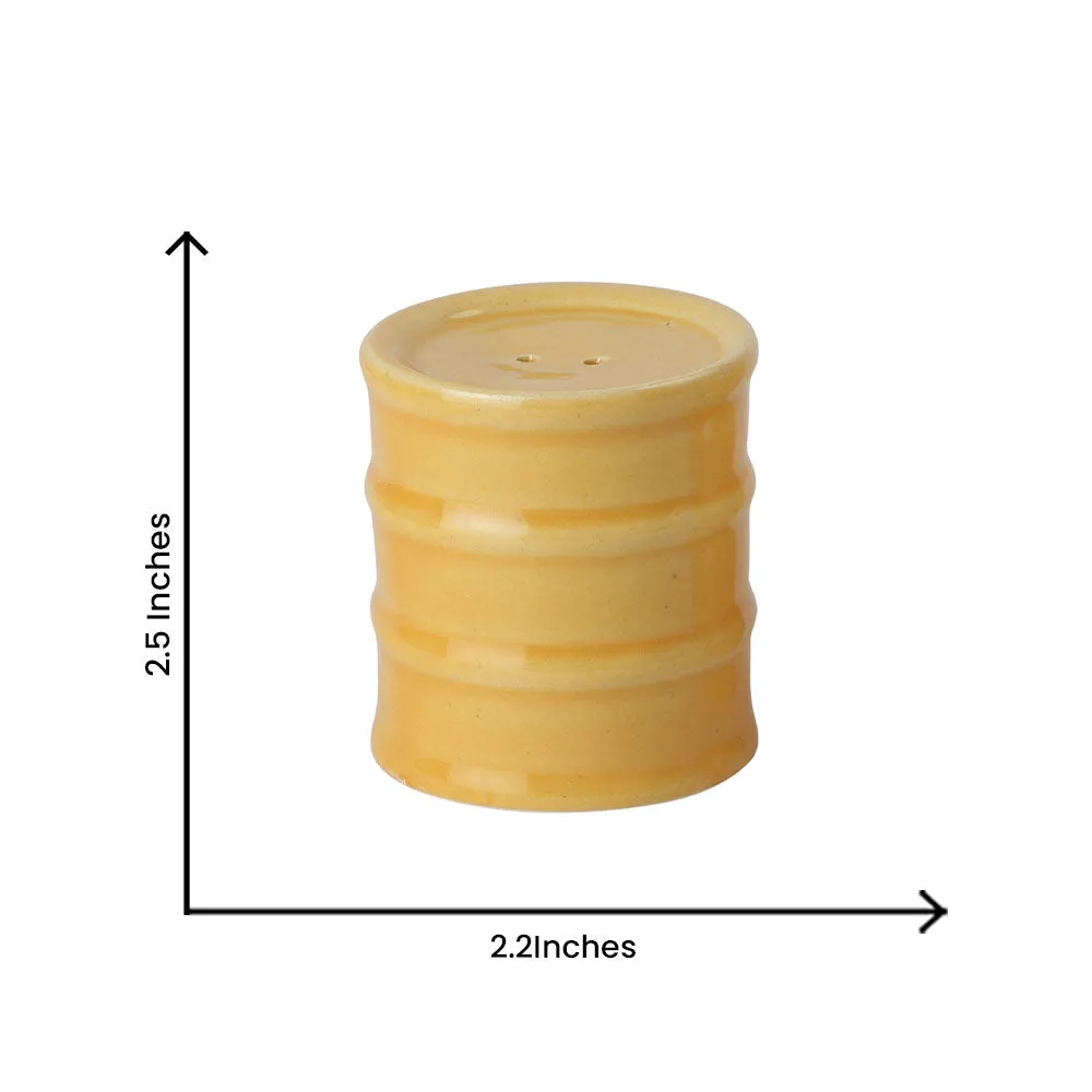 Yellow Ceramic Cylindrical Salt &amp; Pepper Set Of 2