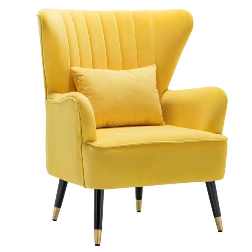 Yellow Chic Tufted Accent Chair With Cushion Single Piece
