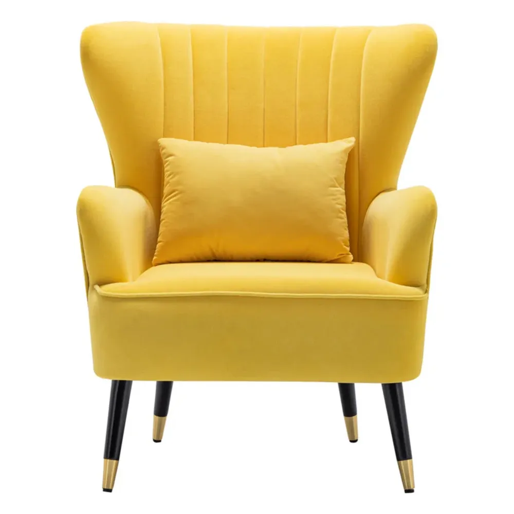 Yellow Chic Tufted Accent Chair With Cushion Single Piece