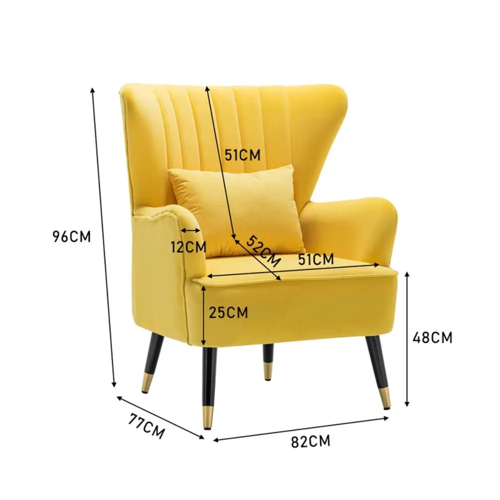 Yellow Chic Tufted Accent Chair With Cushion Single Piece