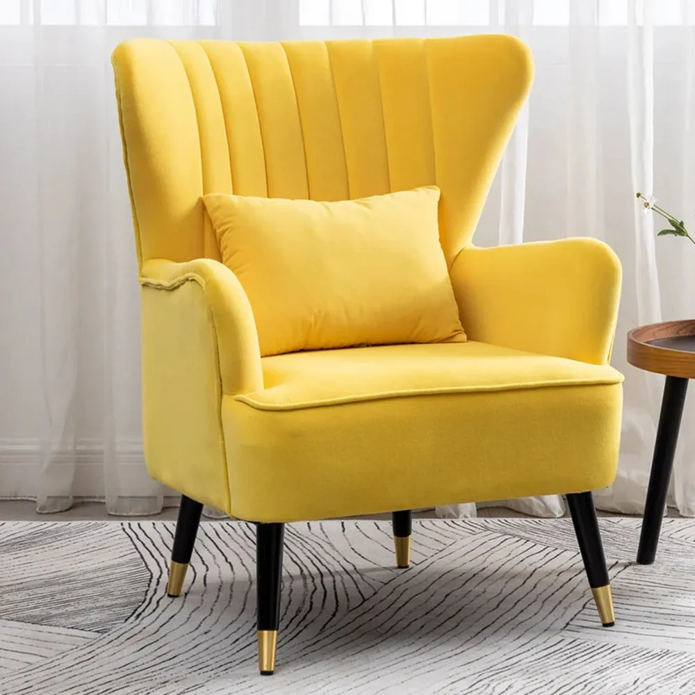 Yellow Chic Tufted Accent Chair With Cushion Single Piece